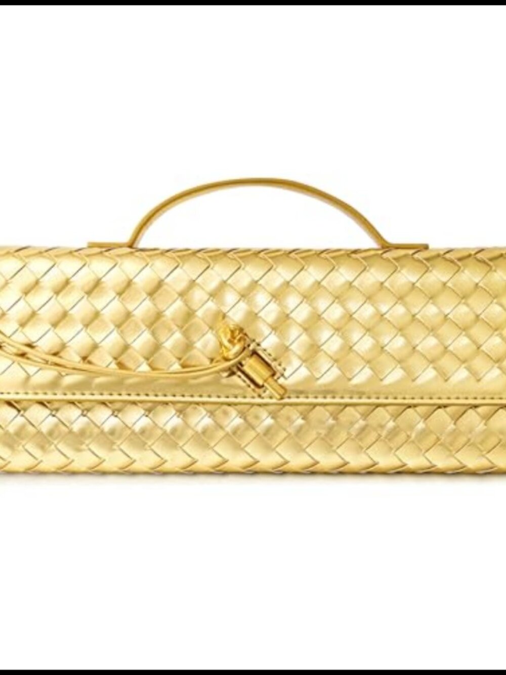 Woven Vegan Leather Clutch Crossbody Evening Bag Adjustable Strap